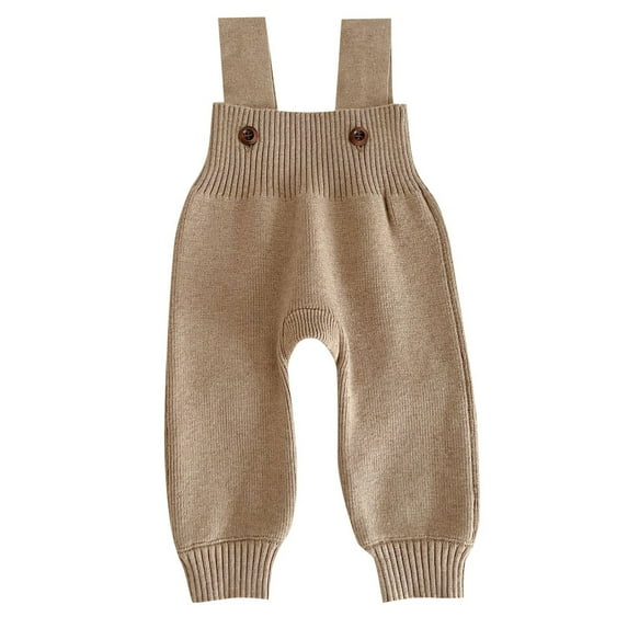 HXWCHs Girls Pants Baby Knit Jumpsuit Overalls Suspender Sweater Romper Fall Winter Outfits Soft Comfortable Toddler Clothing Brown 12-18 Months