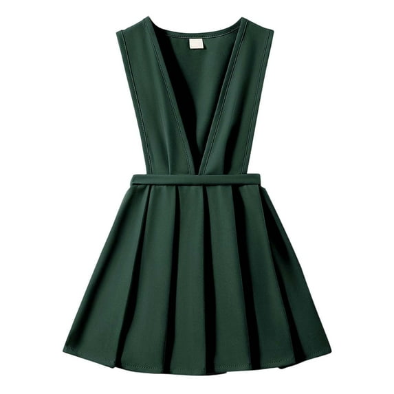 HXWCHs Girls Pinafore Dress for School and Casual Wear Adjustable Strap Pleated Skirt Comfortable Everyday Outfit toddler Kids Fashion Garment 4-5 Years Green