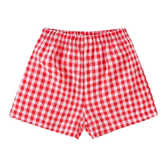 HXWCHs Girls Plaid Casual Shorts Light Summer Pants Soft Comfortable Playwear Stylish Toddler Kids Clothing Breathable Everyday Outfit Red 4-5 Years