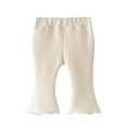 thumbnail image 1 of HXWCHs Girls Ribbed Plaid Ruffled Pants Toddler Baby Leggings Soft Comfortable Outfit Clothes for Children Beige 4-5 Years, 1 of 3