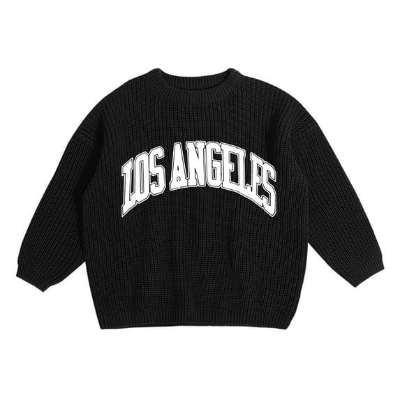 HXWCHs Girls' Ruffled Crewneck Sweater Knit Cute Fall School Outfit 2-3 Years Black