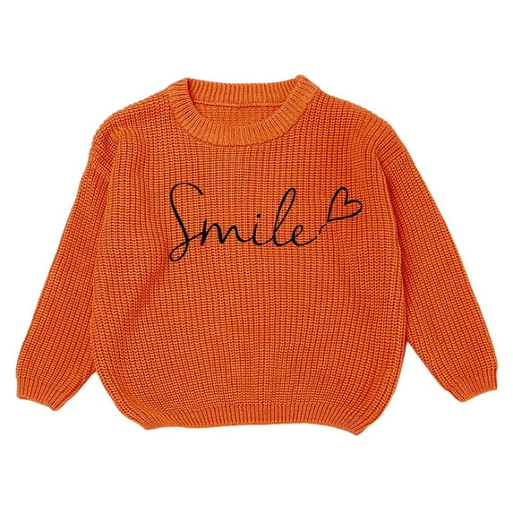 HXWCHs Girls' Ruffled Crewneck Sweater Knit Cute Fall School Outfit 2-3 Years Orange