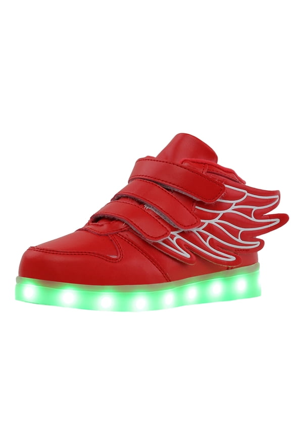 Girls Sneakers for Everyday Play and School Lightweight High top Trainers with Dynamic LED Lights for Children USB Rechargeable Children's Shoes 9-9.5 Years Red