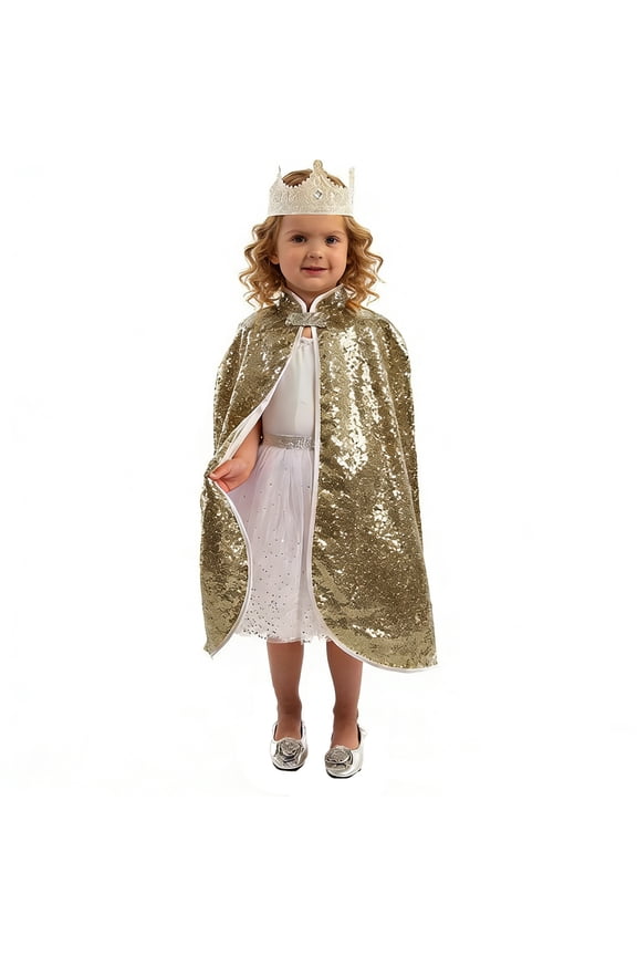 Girls Sparkling Sequins Short Cape for Stage Performance Carnival Role Play and Party Outfit 10-14 Years Multicolour