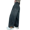 thumbnail image 1 of HXWCHs Girls Stretchy Pants Everyday Casual Denim Pants with Stretchy Elastic Waist Comfortable Loose Fit Long Jeans for Kids 5-6 Years Blue, 1 of 5