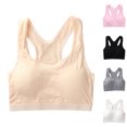 thumbnail image 1 of HXWCHs Girls Training Bras Wireless Removable Padded Racer Back Support Crop Tops Crew Neck Shockproof Comfort Everyday Bras Size: 13-18 Years Beige, 1 of 4