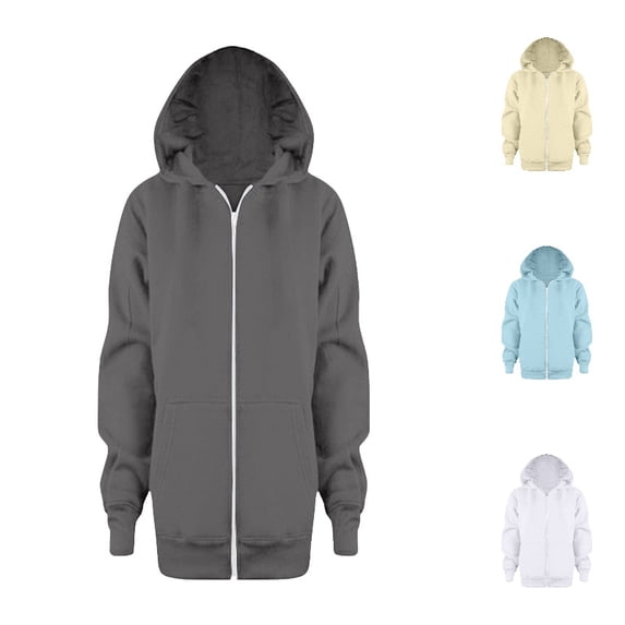 HXWCHs Girls Zip Up Hoodie Lightweight Teen Fleece Sweatshirts Jacket Long Sleeve Fall Hoodie with Pocket Size: 3-4 Years Dark Gray