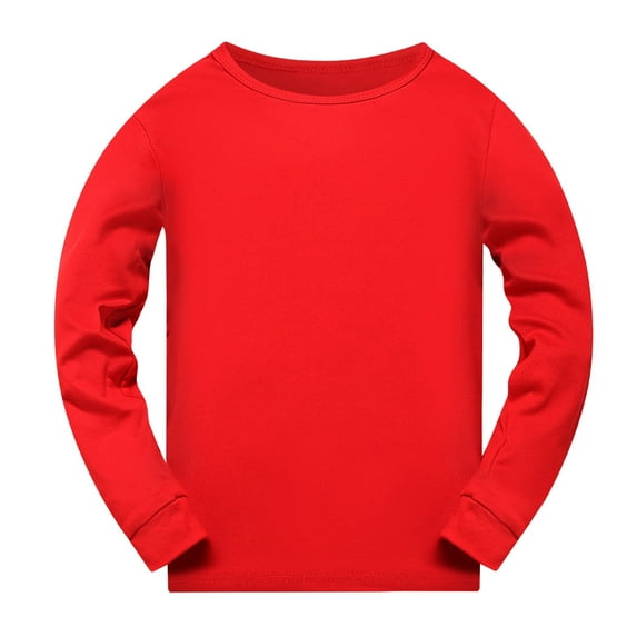 HXWCHs Girls sleeveless linen blend ruffled top Girls Long Sleeve T Shirt top Soft Casual Tee Shirt Comfortable Kids toddler Nightwear Pajama top Red 2-3 Years