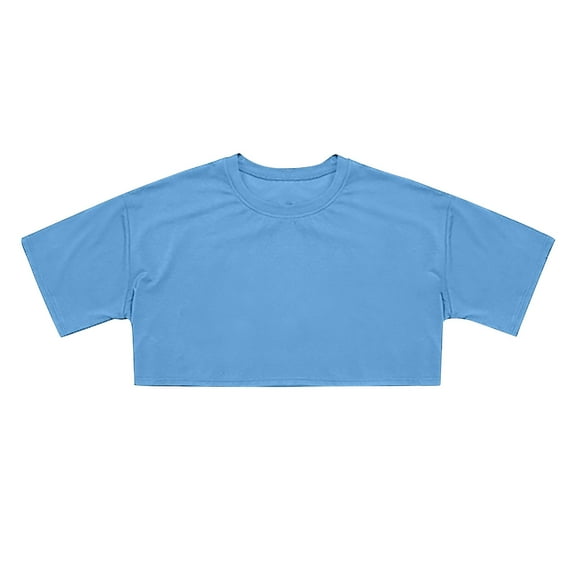 HXWCHs Girls sleeveless linen blend ruffled top Girls Summer Crop tops Short Sleeve Basic Tee Shirt Slim Fit Neck Casual top for Teen Youth Blue 14-15 years