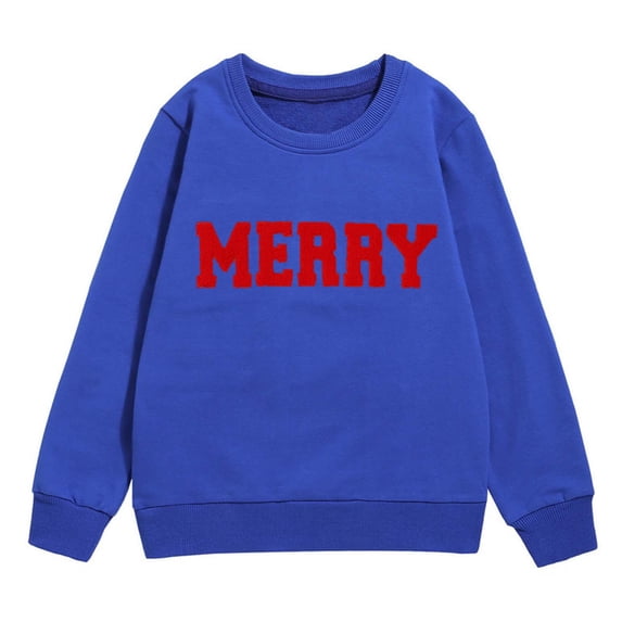 HXWCHs Girls' sweatshirts Girls Long Sleeve Letter Print Sweatshirt Pullover top with Cute Design for Children Blue 4-5 Years