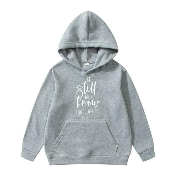 HXWCHs Girls' sweatshirts available Girls Casual Hooded Pullover Winter Warm Sweatshirt with English Letter Print and Front Pocket Decoration Grey 11-12 Years
