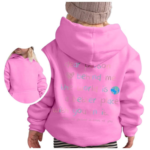 HXWCHs Girls' sweatshirts available Girls Long Sleeve Graphic Hooded Sweatshirt Soft Pullover top Cute Casual Outerwear for Children Pink 12-13 Years