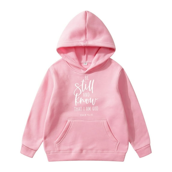 HXWCHs Girls' sweatshirts trending Girls Casual Hooded Pullover Winter Warm Sweatshirt with English Letter Print and Front Pocket Decoration Pink 11-12 Years