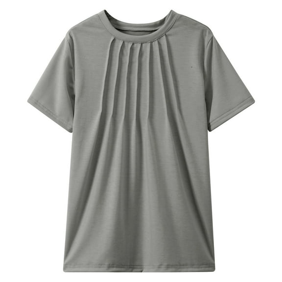 HXWCHs Girls tank tops Girls Fashion tops Pleated Tees Summer Short Sleeve Shirts for Kids Youth 5 14 Years Gray 9-10 Years