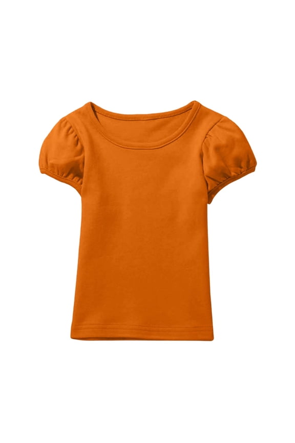 Girls tank tops Girls Puff Sleeve T Shirt Soft Short Sleeve top Cute Casual Tee Comfortable toddler Kids Blouse Orange 12-13 Years