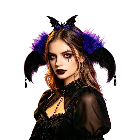 HXWCHs Halloween Gothic Bat Ear Womens Hair Headband, Headdress Accessory for Halloween Cosplay Holiday Party Matching Size: One Size Blue