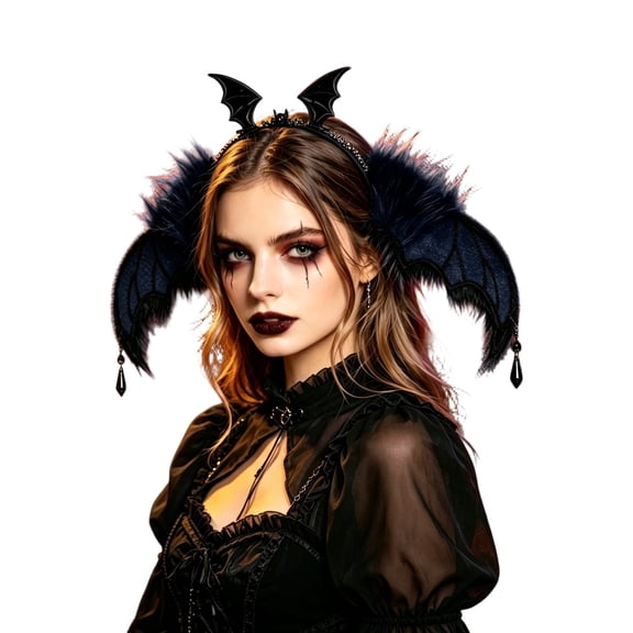 HXWCHs Halloween Gothic Bat Ear Womens Hair Headband, Headdress Accessory for Halloween Cosplay Holiday Party Matching Size: One Size Dark Blue