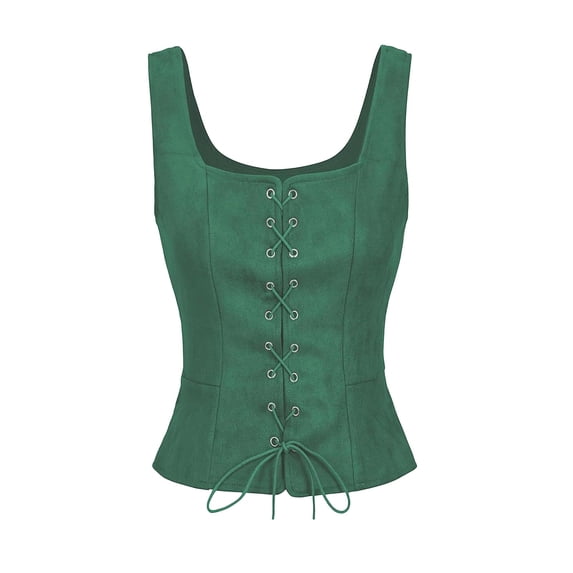 HXWCHs Halloween Women Vest Cosplay Costume Waistcoat Halloween Gothic Medieval Bodice Size: XXXL Green