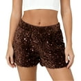 thumbnail image 1 of HXWCHs High Waist Sequin Bodycon Denim Hot Pants for Women Party Night Out and Daily Wear S Brown, 1 of 4