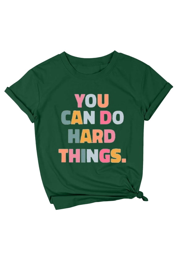 Inspiring Teacher Appreciation Tee for Women Motivational Live Happy Graphic T-Shirt Comfortable Casual Crewneck top Dark Green L