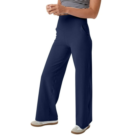 HXWCHs Junior's Bootcut Yoga Pants 4 Pockets High Waist Tummy Control Pants Blue XL