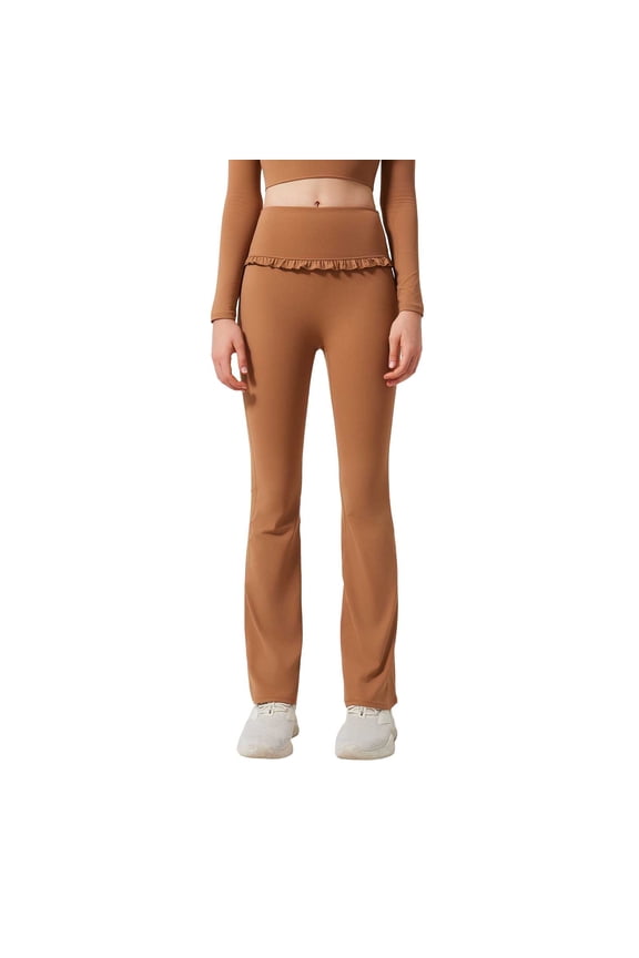 Junior's Bootcut Yoga Pants 4 Pockets High Waist Tummy Control Pants Orange L