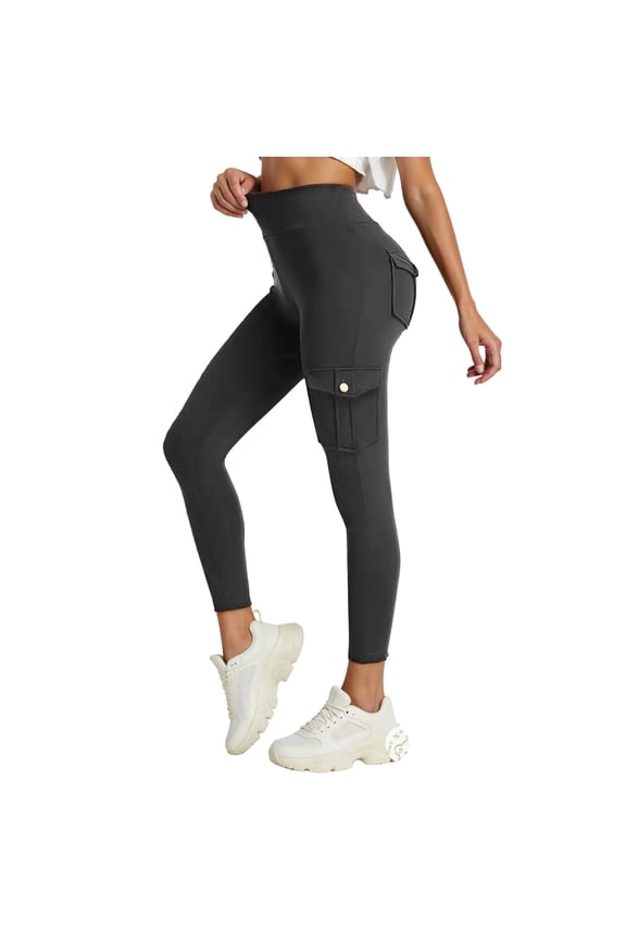 Junior's Foldover Bootcut Yoga Pants Comfy Lounge Active Pants Gray S