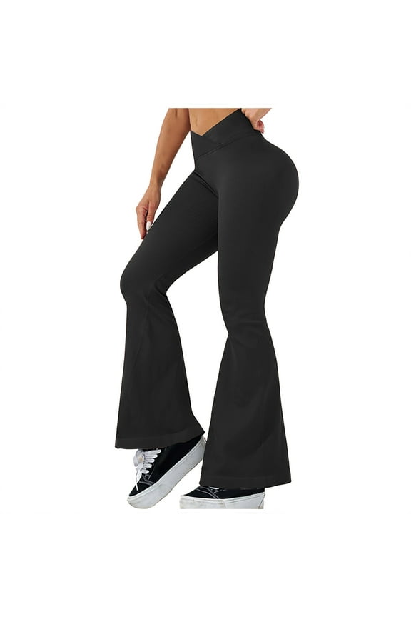 Junior's Stirrup Yoga Pants Soft Elastic Waist Gym Active Pants Black L
