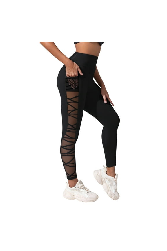 Junior's Stirrup Yoga Pants Soft Elastic Waist Gym Active Pants Black S