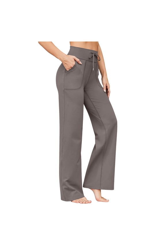 Junior's Stirrup Yoga Pants Soft Elastic Waist Gym Active Pants Khaki XXL
