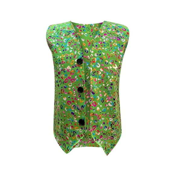 HXWCHs Kids' Leopard Laser Sleeveless Outfit top Girls Fashion Leopard Sleeveless Vest top Casual Layering Piece for toddler Kids Stylish Apparel Green-a 6-7 Years