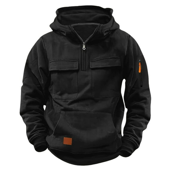 HXWCHs Kids' Boy Sweatshirt Boys Quarter Zip Pullover Hoodie Athletic Long Sleeve Casual Outdoor Sports Sweatshirt for Youth Black 15-16 Years