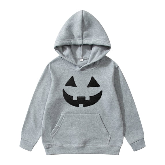 HXWCHs Kids Halloween Print Hoodie with Pocket Solid Color Sweatshirt for Boys Girls Size: 9-10 Years Grey