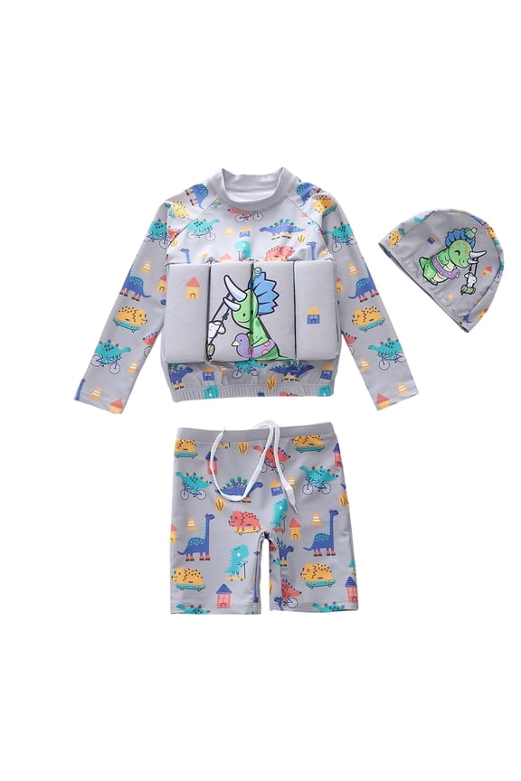 Kids Long Sleeve Long Pants Buoyancy Wetsuit UPF50+ Sun Protection Dive Swimwear 5-6 Years Grey