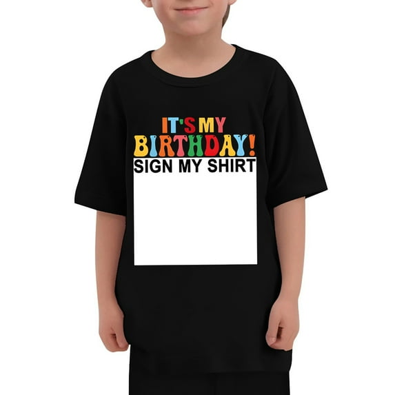 HXWCHs Kids boys sweatshirt Birthday T-Shirt for Kids Boys Girls Party Celebration Funny Graphic Tee Short Sleeve Comfortable Casual top Black 6-7 Years