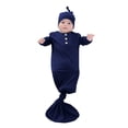 thumbnail image 1 of HXWCHs Knotted Gown Sleeper and Hat Set Baby Sleepwear for Boy Girl Nightwear Blue, 1 of 5