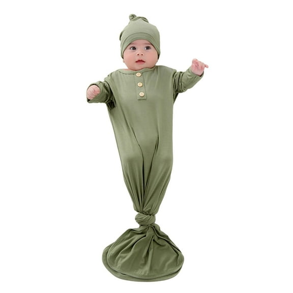 HXWCHs Knotted Gown Sleeper and Hat Set Baby Sleepwear for Boy Girl Nightwear Green