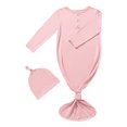 thumbnail image 1 of HXWCHs Knotted Gown Sleeper and Hat Set Baby Sleepwear for Boy Girl Nightwear Pink, 1 of 5
