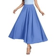 thumbnail image 1 of HXWCHs Ladies Girls Solid Color Elastic Waist Long Flowing Bosimi Casual Maxi Skirt Blue M/85, 1 of 8