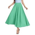 thumbnail image 1 of HXWCHs Ladies Girls Solid Color Elastic Waist Long Flowing Bosimi Casual Maxi Skirt Green M/85, 1 of 8