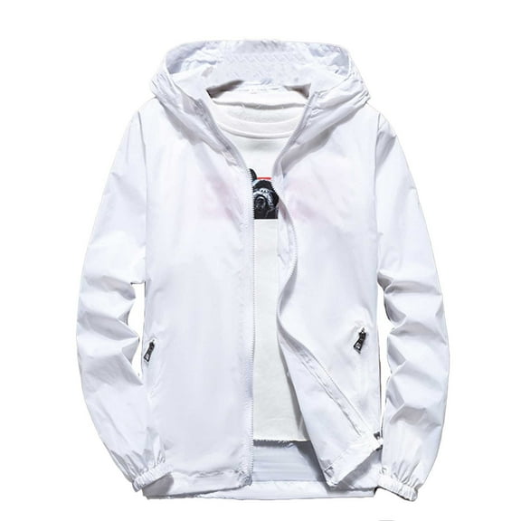 HXWCHs Lightweight Couple’s Outdoor Skin Jacket - Breathable UV Protection, Windproof Coat White M