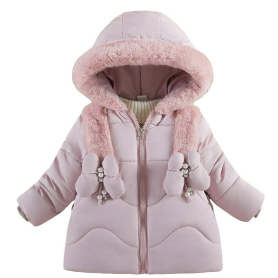 HXWCHs Lightweight girls' winter down coat Girls Winter Warm Hooded Down Jacket Stylish Insulated Outerwear for Cold Weather Red 18-24 Months
