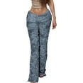 thumbnail image 1 of HXWCHs Low Waist Cropped Casual Pants WITH Distressed Burnout Details and Navel Design for Women L Blue, 1 of 8