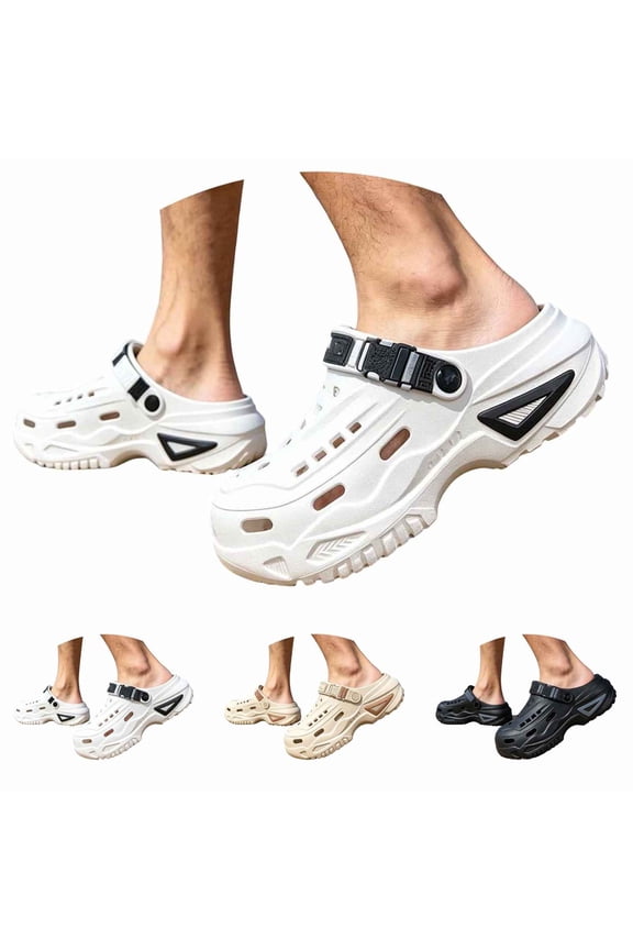 Men Cushioned Arch Support Clogs, Thick Sole Waterproof Slip On Outdoor Hiking Sandals Size: 9 White