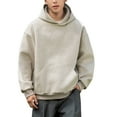 thumbnail image 1 of HXWCHs Men's Big & Tall Hoodie Men's Heavyweight Lined Pullover Hoodie Solid Color Casual Streetwear Basic Comfortable Hooded Sweatshirt Khaki XXL, 1 of 7