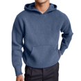 thumbnail image 1 of HXWCHs Men's Budget-Friendly Hoodie Men's Hooded Knit Sweater Thick Warm Pullover Comfortable Stylish All Seasons Casual Wear Blue L, 1 of 4