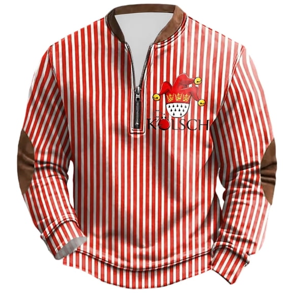 HXWCHs Men's Carnival Print Half Zip Pullover Sweatshirt Long Sleeve Crewneck Athletic Casual Streetwear top XXXXXL Red