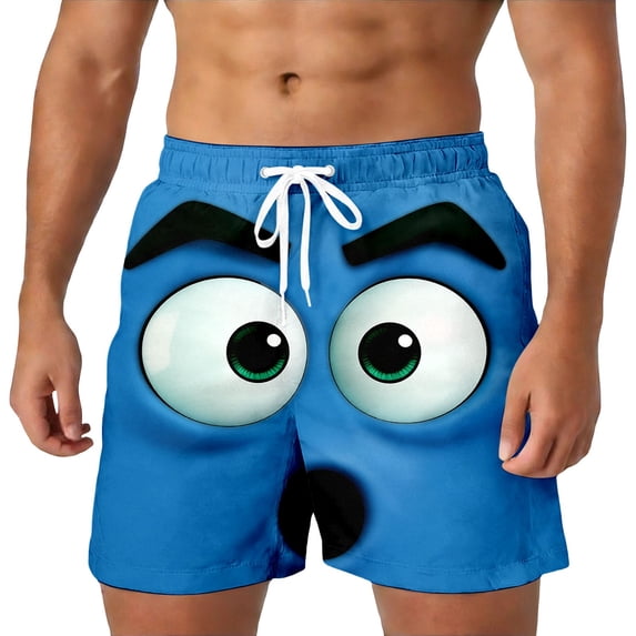HXWCHs Men's Casual Shorts with Unique Face Print Design Lightweight Comfortable Outdoor Streetwear Fashion for Summer XL Blue