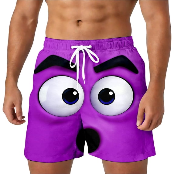 HXWCHs Men's Casual Shorts with Unique Face Print Design Lightweight Comfortable Outdoor Streetwear Fashion for Summer XXXL Purple