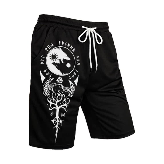 HXWCHs Men's Casual Summer Shorts with Print Design Lightweight Athletic Outdoor Comfort Elastic Drawstring Waist XXL Black